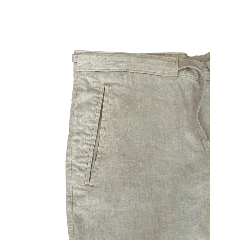 Tasso Elba 100% Linen Chino Pants Beige Semi Sheer‎ 36x27 Coastal Lightweight